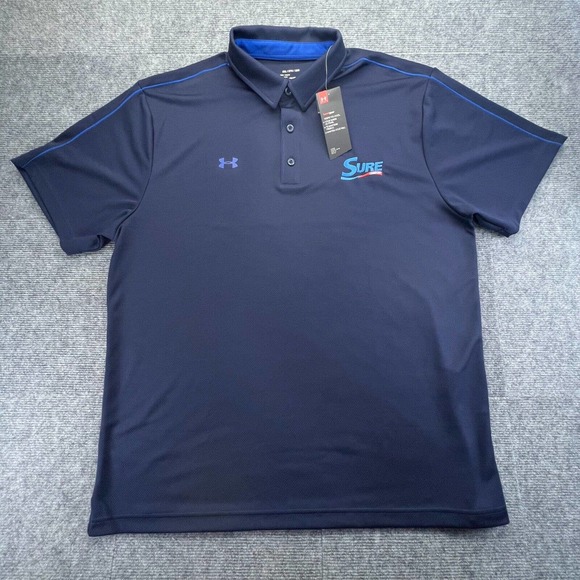 Under Armour Tech Polo Shirt Mens 2XL Blue Short Sleeve HVAC Sure Comfort Logo - Picture 1 of 10